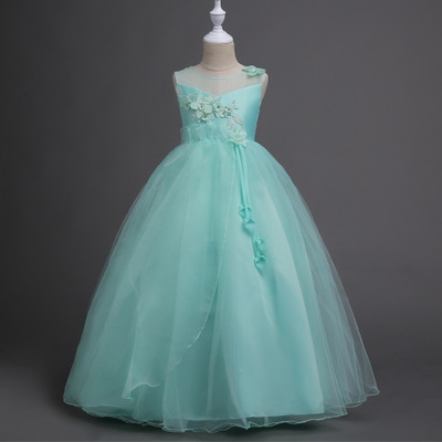 2021 High quality New Year High Quality Floral Lace Hollow Baby Girls Evening Prom Costume Princess Kids Clothes Dress
