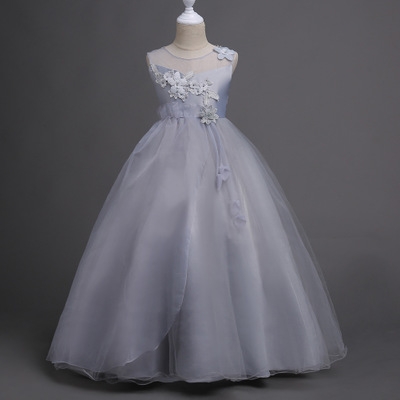 2021 High quality New Year High Quality Floral Lace Hollow Baby Girls Evening Prom Costume Princess Kids Clothes Dress
