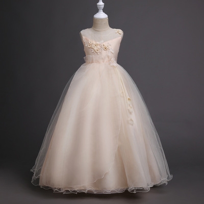 2021 High quality New Year High Quality Floral Lace Hollow Baby Girls Evening Prom Costume Princess Kids Clothes Dress