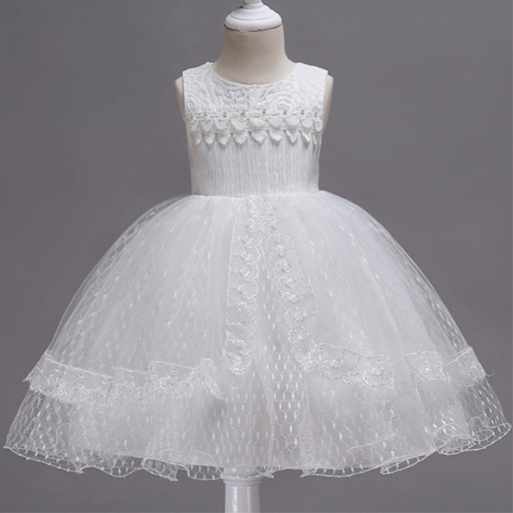2021 High quality Princess Girl Party Dresses Flower Petals Bow Wedding Dress for Christmas Kids Birthday Clothes