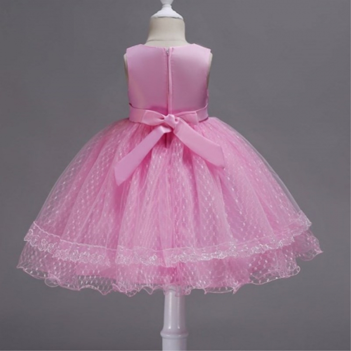 2021 High quality Princess Girl Party Dresses Flower Petals Bow Wedding Dress for Christmas Kids Birthday Clothes
