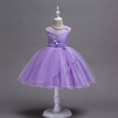 2021 High quality Girl Summer pearl Floral Gown Dress For Girls Princess Birthday Party Dresses Kids Wedding Dress