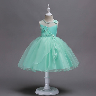 2021 High quality Girl Summer pearl Floral Gown Dress For Girls Princess Birthday Party Dresses Kids Wedding Dress