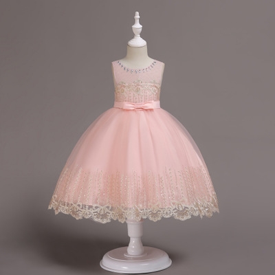 2021 High quality Baby Girls Flower Bowknot Wedding Party Gown Children Tutu Dress Girls Princess Dress