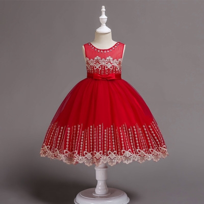 2021 High quality Baby Girls Flower Bowknot Wedding Party Gown Children Tutu Dress Girls Princess Dress
