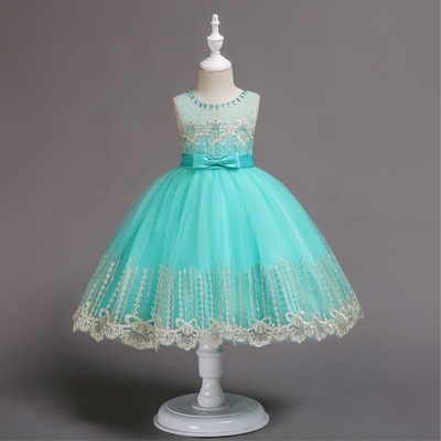 2021 High quality Baby Girls Flower Bowknot Wedding Party Gown Children Tutu Dress Girls Princess Dress