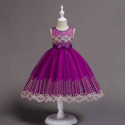 2021 High quality Baby Girls Flower Bowknot Wedding Party Gown Children Tutu Dress Girls Princess Dress
