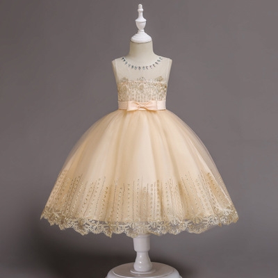 2021 High quality Baby Girls Flower Bowknot Wedding Party Gown Children Tutu Dress Girls Princess Dress