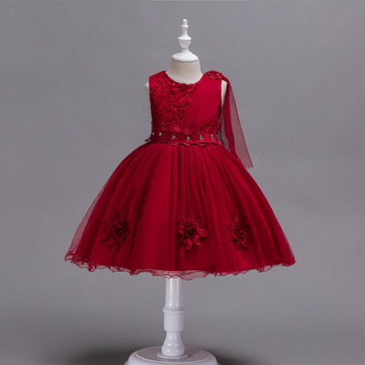 High quality Kids Petals Dress Children Wedding Outfits Elegant Dress for Girl Vestido Party Prom Gown Princess