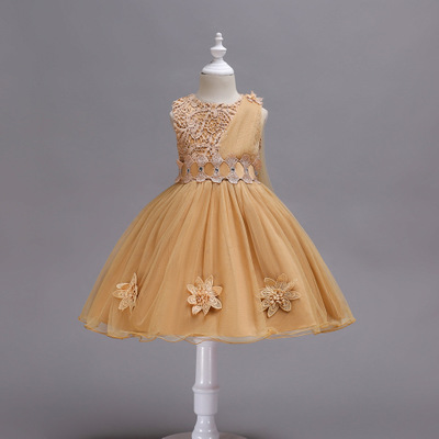 High quality Kids Petals Dress Children Wedding Outfits Elegant Dress for Girl Vestido Party Prom Gown Princess