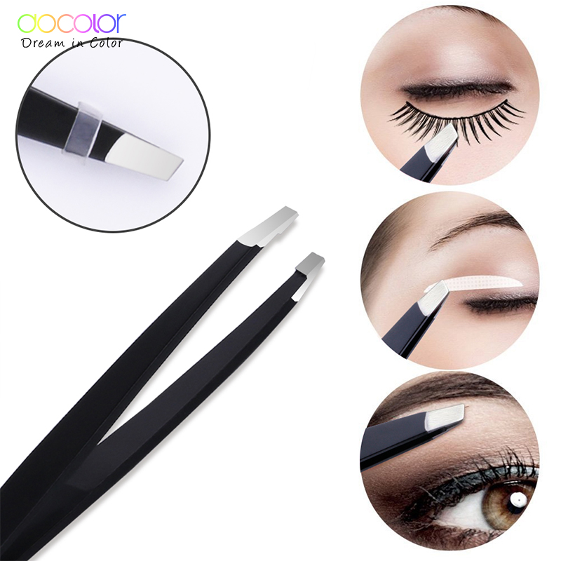 High quality 1PC Black Eyebrow Tweezer Hair Beauty Slanted Puller Stainless Steel Eye Brow Clips Makeup Tool