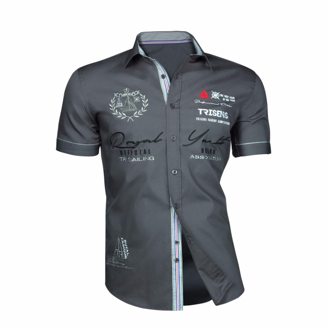 2021 High quality Men Casual Shirts Slim Fit Men's Casual Button Down Shirt Short Sleeve Formal Dress Shirts Men