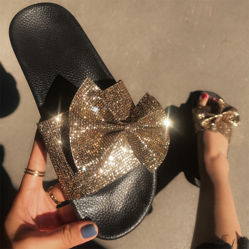 2021 High quality Summer Women Sexy Bling Slippers Woman Shoes Casual Pu Leather Flower Beach Shoes Female