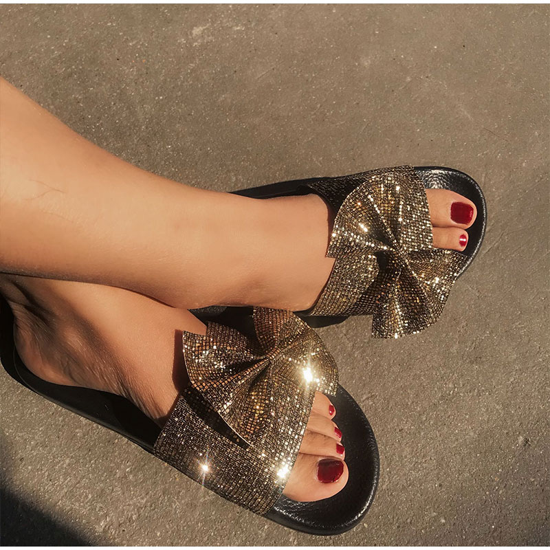 2021 High quality Summer Women Sexy Bling Slippers Woman Shoes Casual Pu Leather Flower Beach Shoes Female