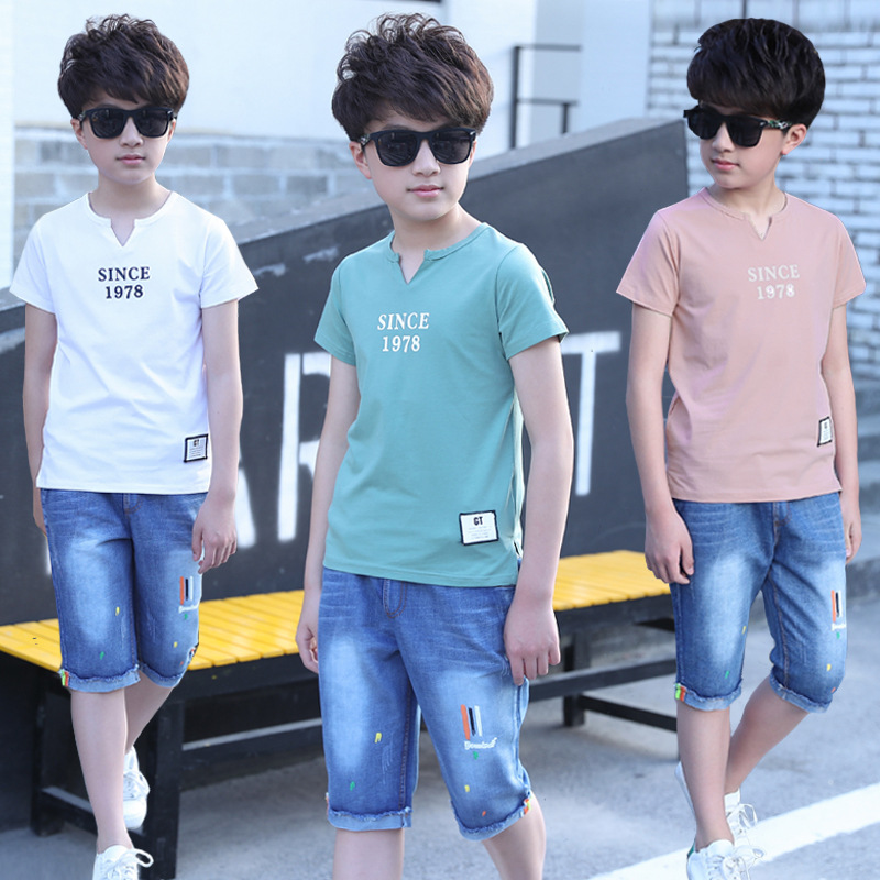 2021 High quality Kids Tracksuit For Boys Clothing Suits Summer Teenage Boys Clothing T-shirt Shorts Outfit