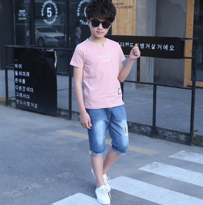 2021 High quality Kids Tracksuit For Boys Clothing Suits Summer Teenage Boys Clothing T-shirt Shorts Outfit