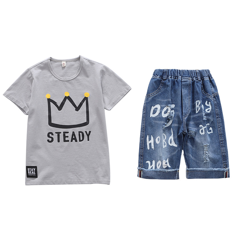 High quality Kids Tracksuit Children Clothing Summer Boys Clothes Short Sleeve Shorts Suits Outfit Teens