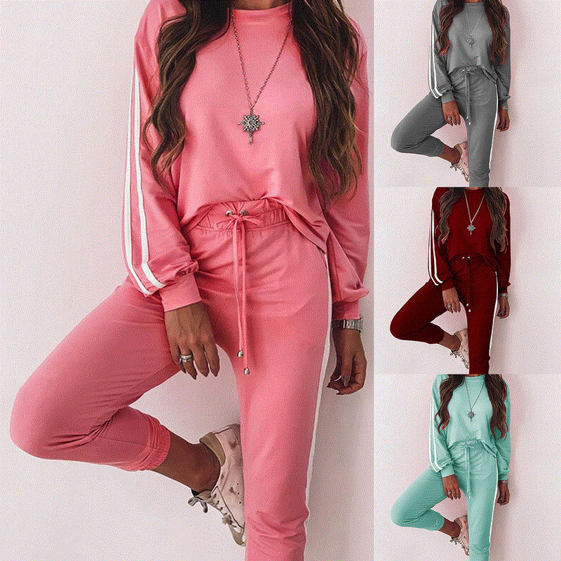 High quality  Women 2Piece  Pants Sweat Suits Ladies Top Hoodie And Jogger Sets Activity Fitness Top Sweatpant Clothing