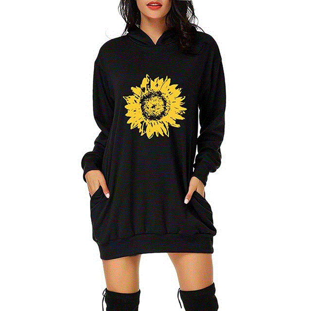 2021 High quality New Christmas Dress Women Fashion Christmas Hoodie Bag Hip Pocket Print Hoodie Fashion Dress Vestidos Invierno  Mujer Casual