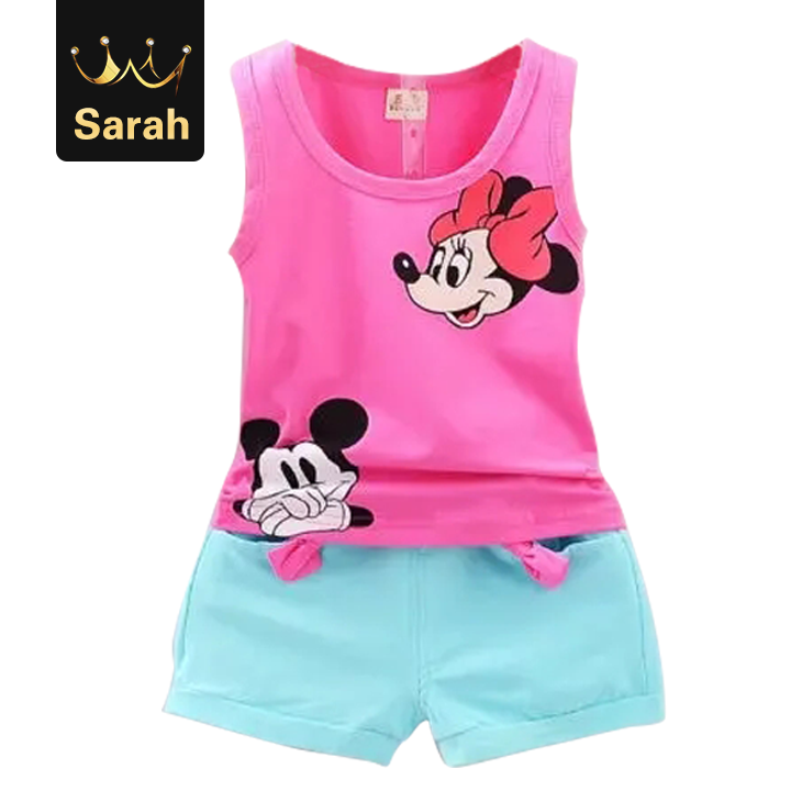 High quality Summer Cute Cartoon Florsal Vest Top Shorts Pants Set Clothes Girls Clothing Set