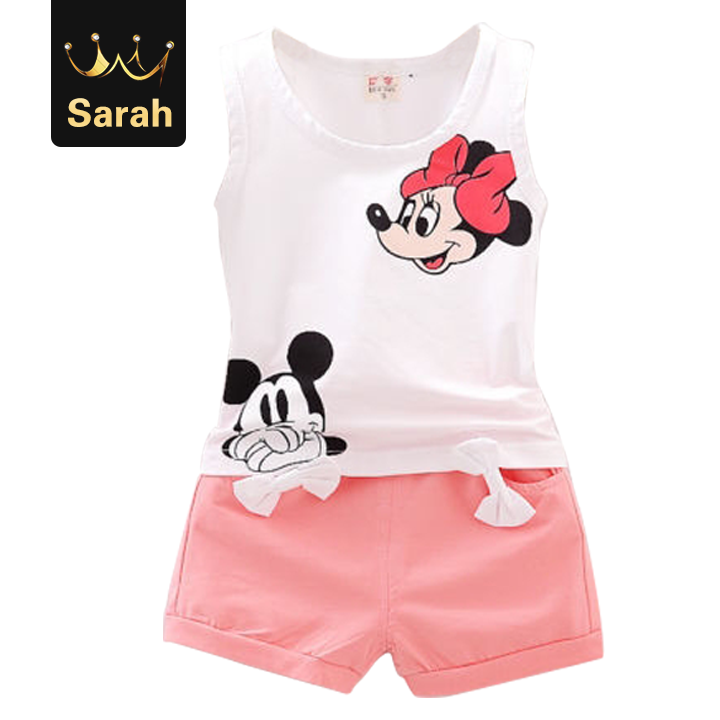 High quality Summer Cute Cartoon Florsal Vest Top Shorts Pants Set Clothes Girls Clothing Set