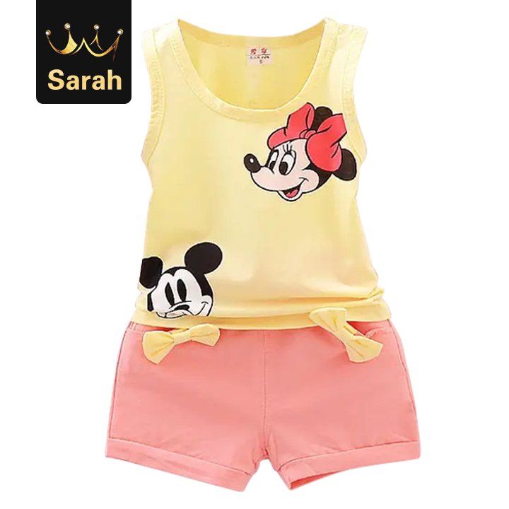High quality Summer Cute Cartoon Florsal Vest Top Shorts Pants Set Clothes Girls Clothing Set