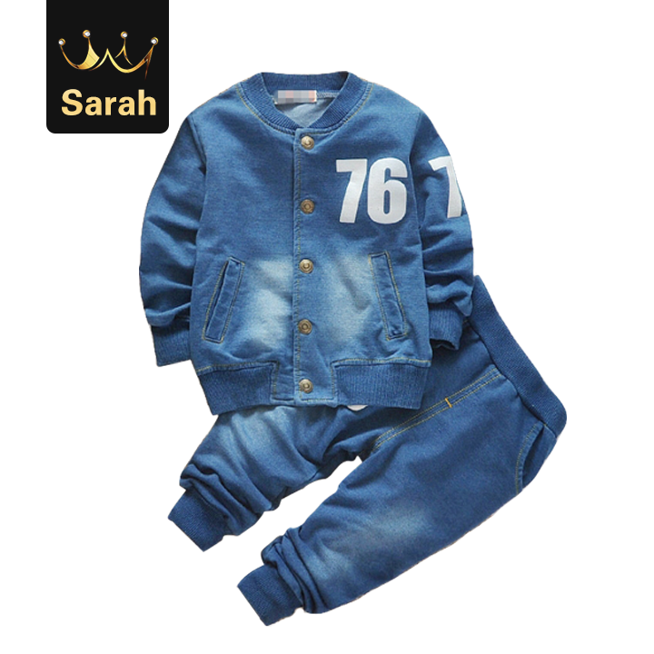 High quality boys clothing sets denim suit baby boy 2 pcs Sets Kids autumn casual clothes suit