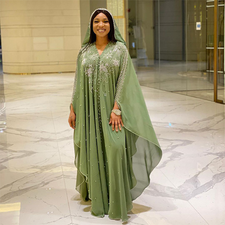 High quality Africa Dress for Women Dashiki Diamond Beaded Traditional African Clothes Abaya Muslim Dress