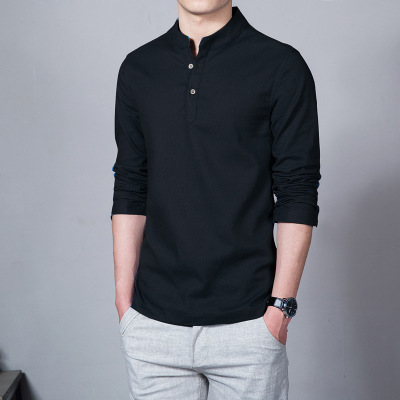 2021 High quality New Cotton Linen Men Shirt Casual Long-Sleeve Male Shirt Slim Fit Chemise Homme Camisa Masculina