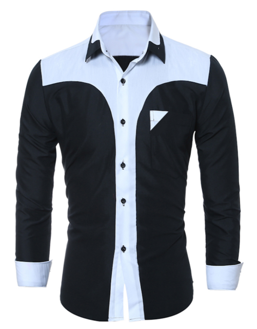 2021 High quality Fashion Male Shirt Long-Sleeves Tops Fashion Youth Hit Color Mens Dress Shirts Slim Men Shirt