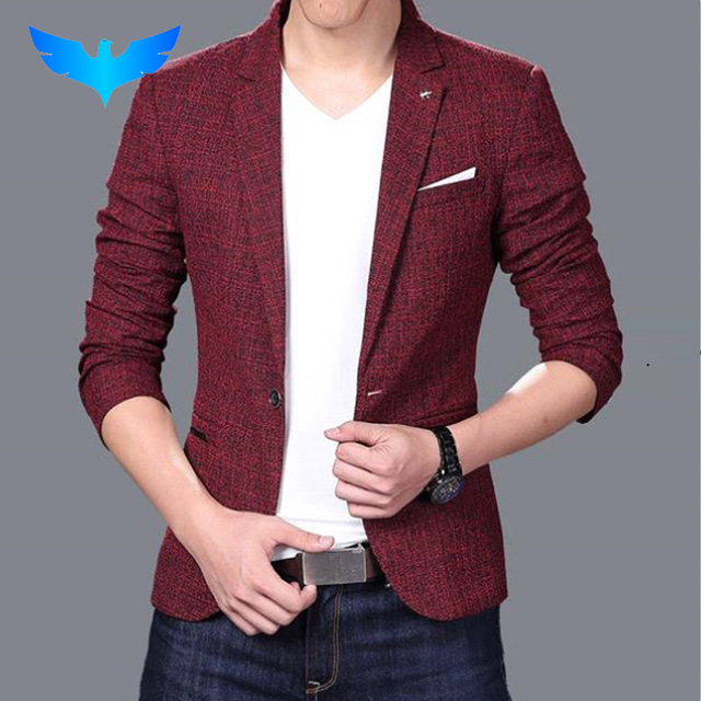 High quality Men Solid Linen Personality Pocket Male Single-Breasted Single Button Terno men jacket coats