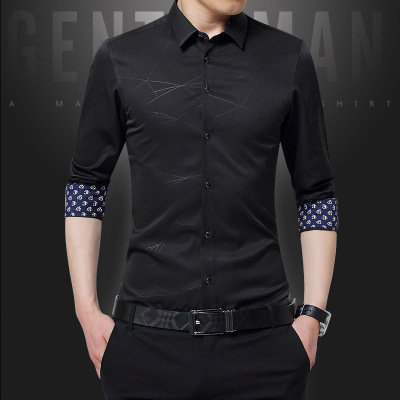 High quality Mens Shirts Long Sleeve Geometric Print Party Shirt Handsome Blouse for Men