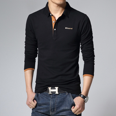 High quality solid color t shirt long sleeved t shirt men cotton camisetas business Tops and Tees cotton camisa