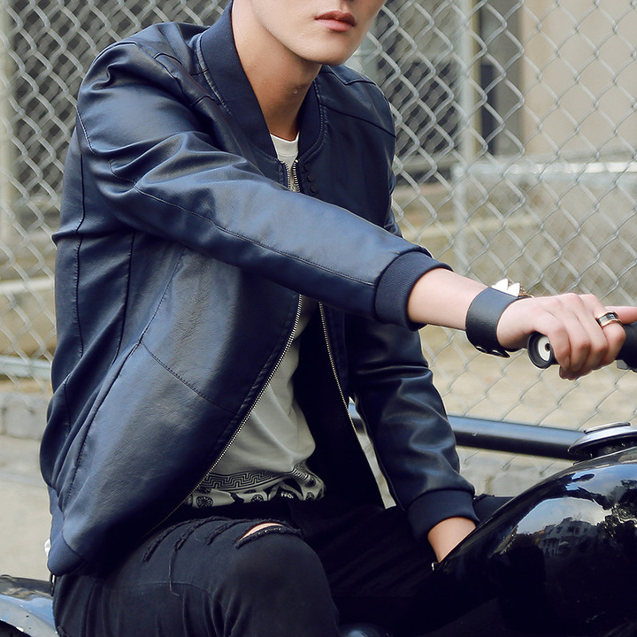 High quality Autumn Men's PU Leather Coat Slim Fit Jackets Casual Outwear for Man Jacket