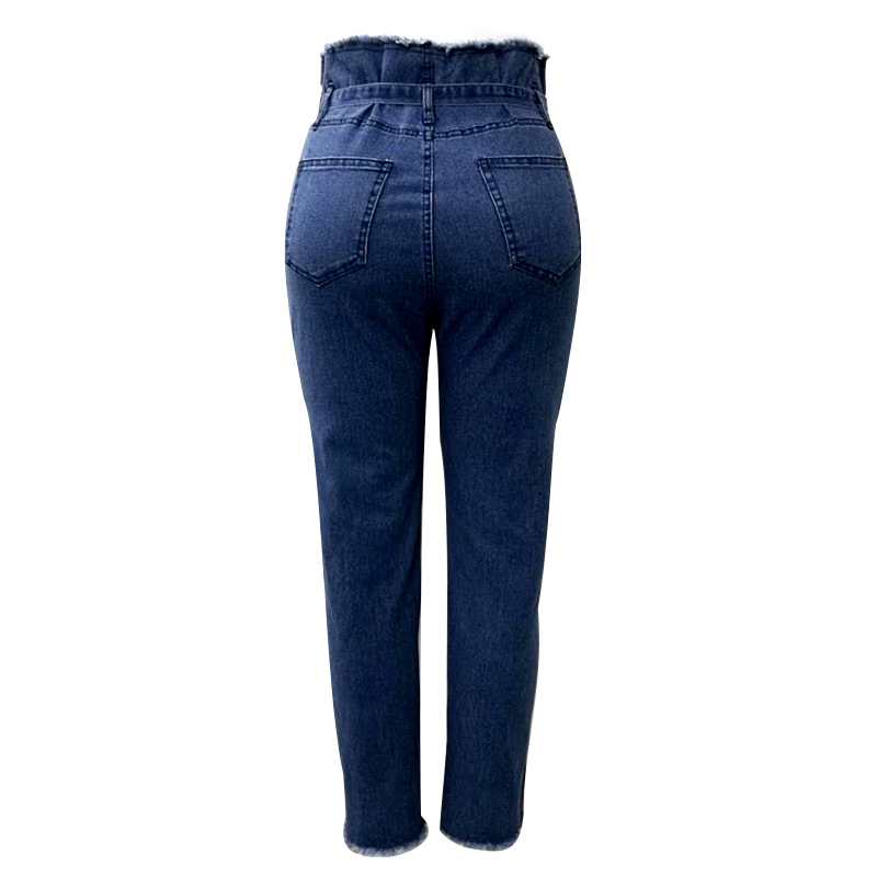 High quality Jeans Women High Waist Jeans Skinny Jeans Sashes High MOM Jeans Casual Black Sexy Denim Pencil Pants