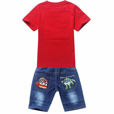 2021 High quality Summer Children Boys Clothing Sets Kids Suits Shirt Jeans Shorts Pants Cotton Cartoon Clothes Set
