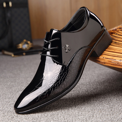 2021 High quality PU Leather Shoes Formal Oxford Lace Up Shoes Flat Pointed Toe Business Shoes