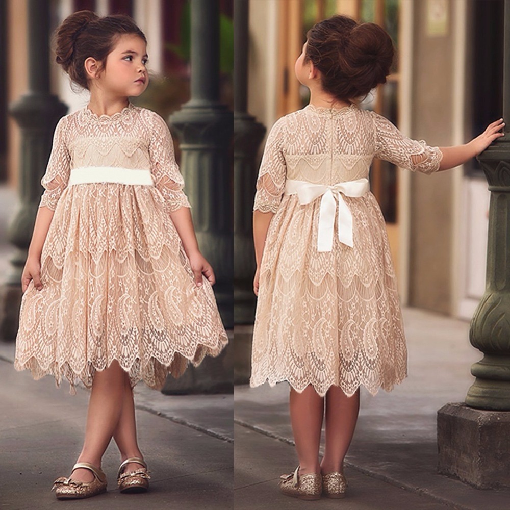 High quality Tulle Princess Girl Party Lace Dress Casual Wear Children Clothing Kids Dresses