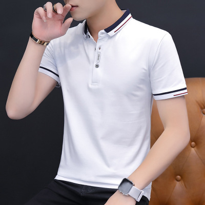 2021 High quality casual polo shirt men short sleeve turn down collar slim shirt T-shirts and Polos