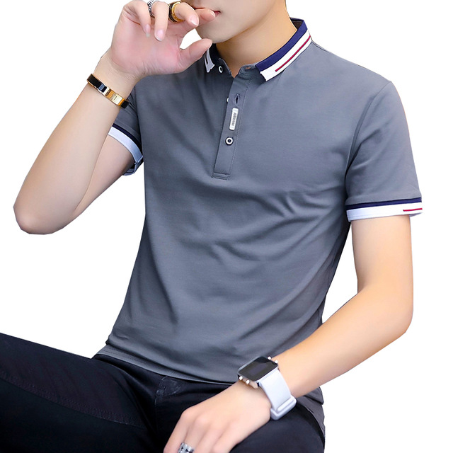 2021 High quality casual polo shirt men short sleeve turn down collar slim shirt T-shirts and Polos