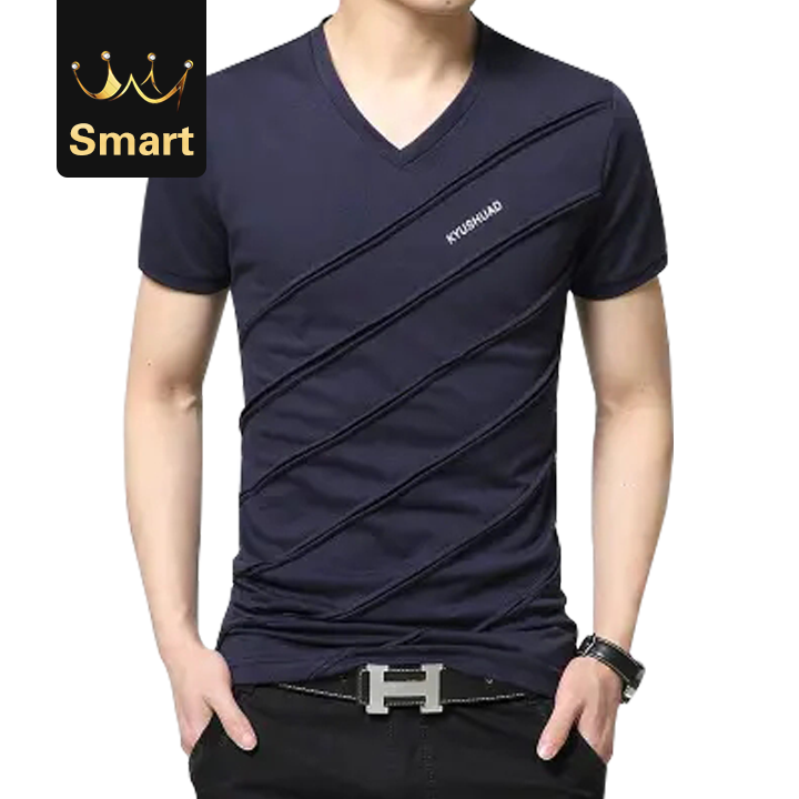 High quality Summer Men Short Sleeve T-shirt V-neck Plus Size Fitness Slim Fit Camiseta Tops
