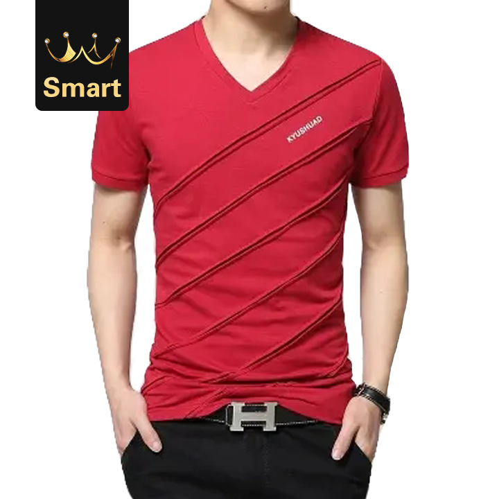High quality Summer Men Short Sleeve T-shirt V-neck Plus Size Fitness Slim Fit Camiseta Tops