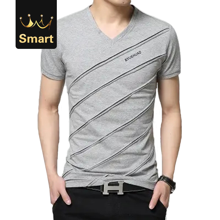 High quality Summer Men Short Sleeve T-shirt V-neck Plus Size Fitness Slim Fit Camiseta Tops
