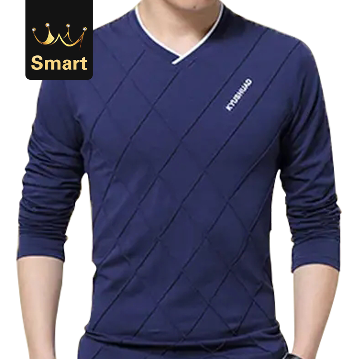 High quality Men Slim Fit Custom Crease Stylish Luxury V Neck Fitness T-shirt Tee Shirt