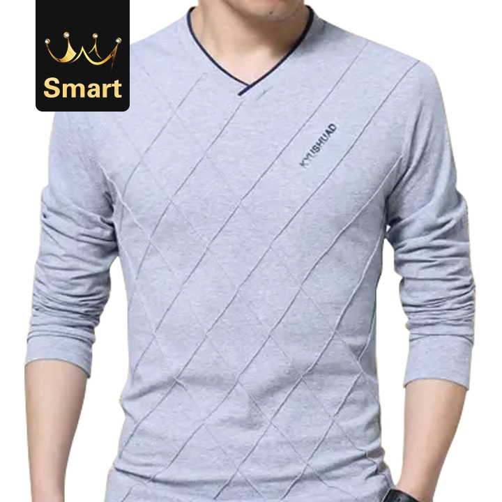 High quality Men Slim Fit Custom Crease Stylish Luxury V Neck Fitness T-shirt Tee Shirt