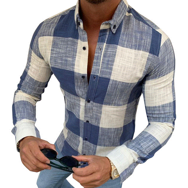 2021 High quality Men's Shirt Plaid Long Sleeve Top Casual Shirts Men Button Camisas Para Hombre Men Shirts