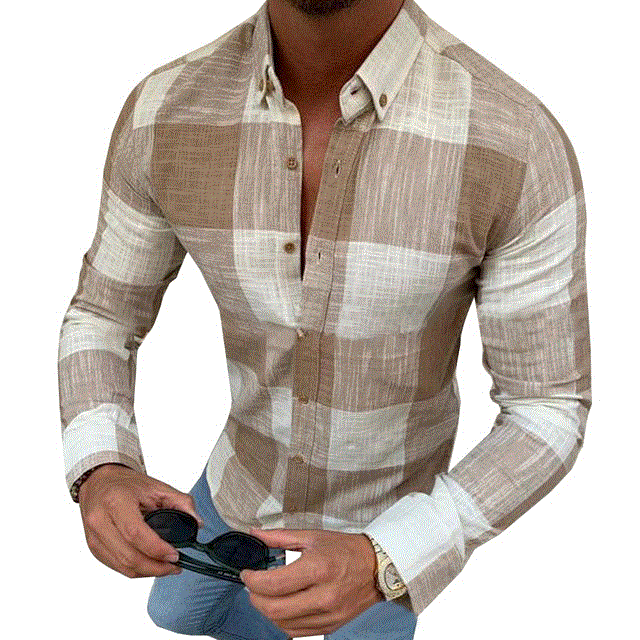 2021 High quality Men's Shirt Plaid Long Sleeve Top Casual Shirts Men Button Camisas Para Hombre Men Shirts
