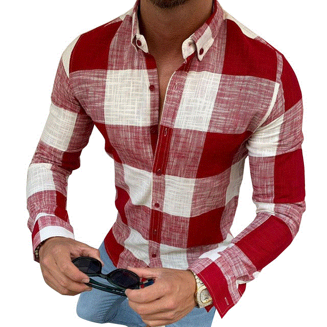 2021 High quality Men's Shirt Plaid Long Sleeve Top Casual Shirts Men Button Camisas Para Hombre Men Shirts