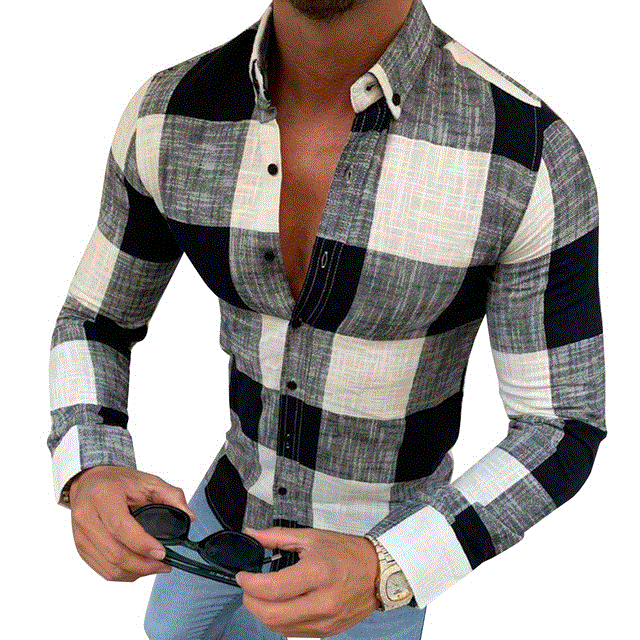 2021 High quality Men's Shirt Plaid Long Sleeve Top Casual Shirts Men Button Camisas Para Hombre Men Shirts