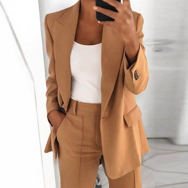 High quality Women Long Sleeve Jacket Elegant Turn-down Collar Tops Office Lady Winter Slim Cardigan Outerwear